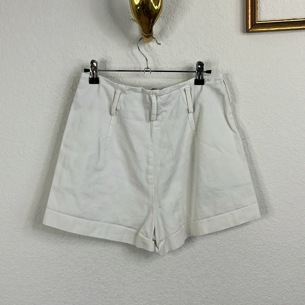INTERMIX Denim High Waist Front Exposed Zip Jean Shorts